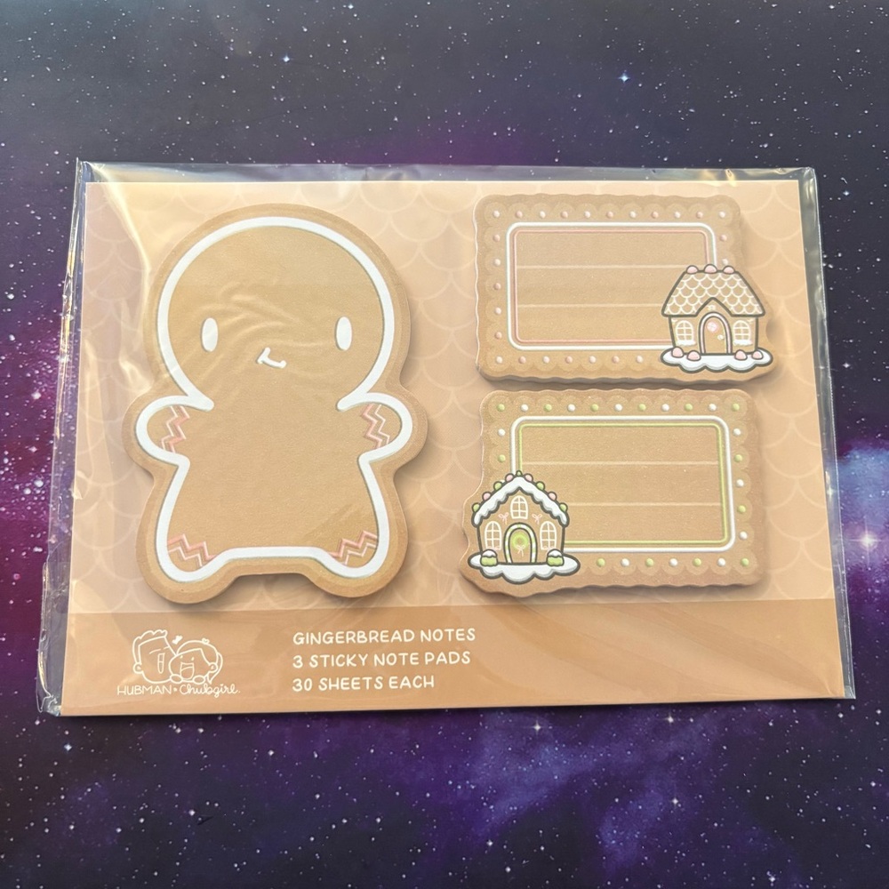 Hubman and Chubgirl gingerbread notes 3 sticky note pads